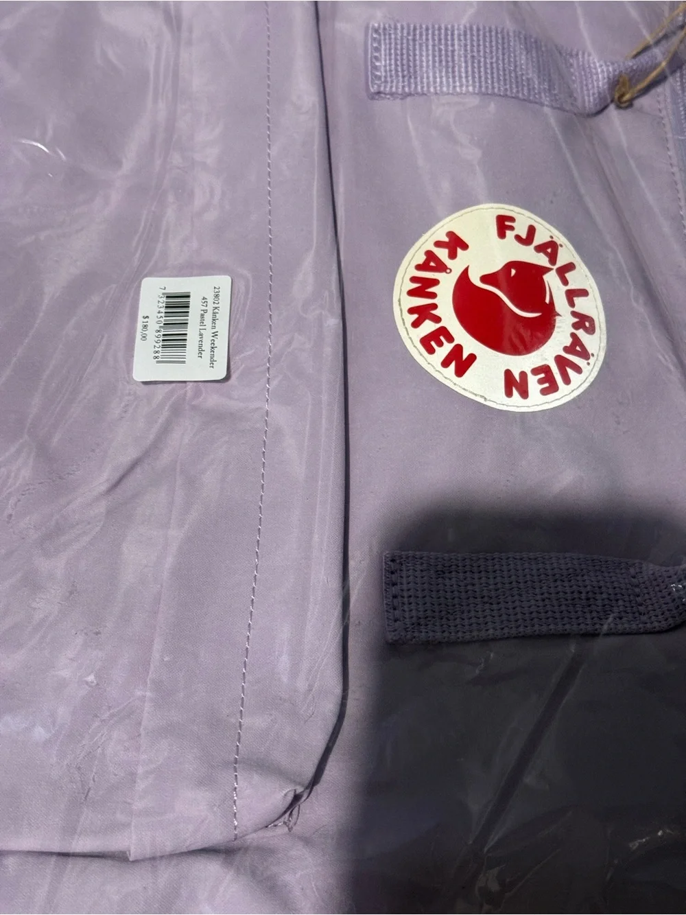 Fjallraven Kanken Lilac Backpack with Red Logo